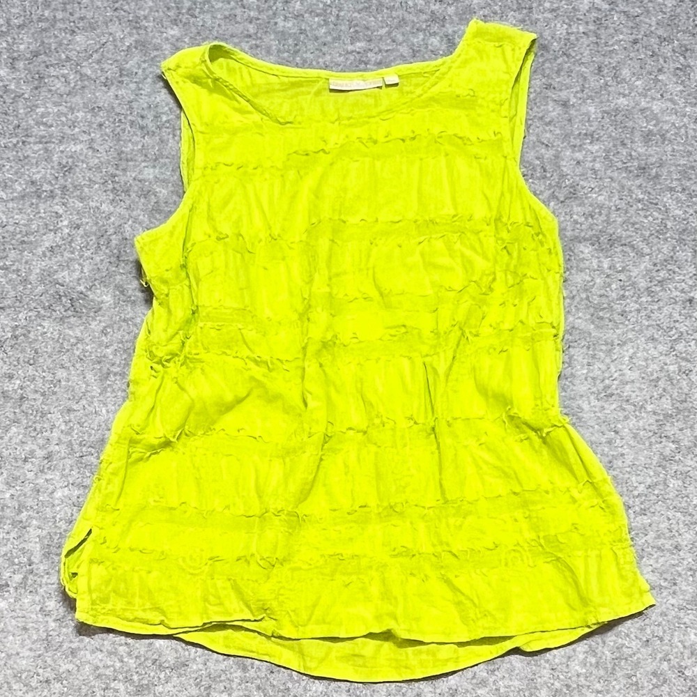 Hailey Lyn Womens Lime Green Textured Floral‎ Embroidered Cotton Tank Top Size M
